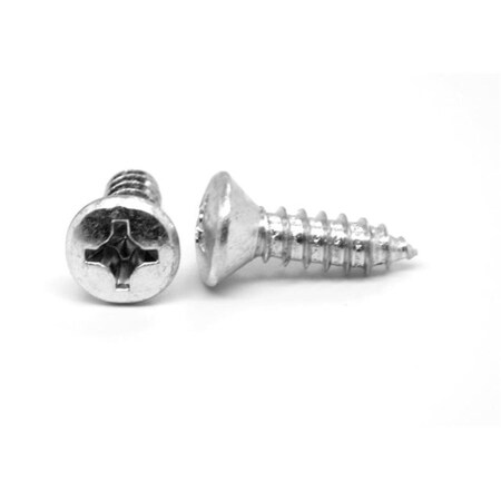 No.6 X 0.38 In. - FT Phillips Oval Head Type A Sheet Metal Screw, 18-8 Stainless Steel, 5000PK